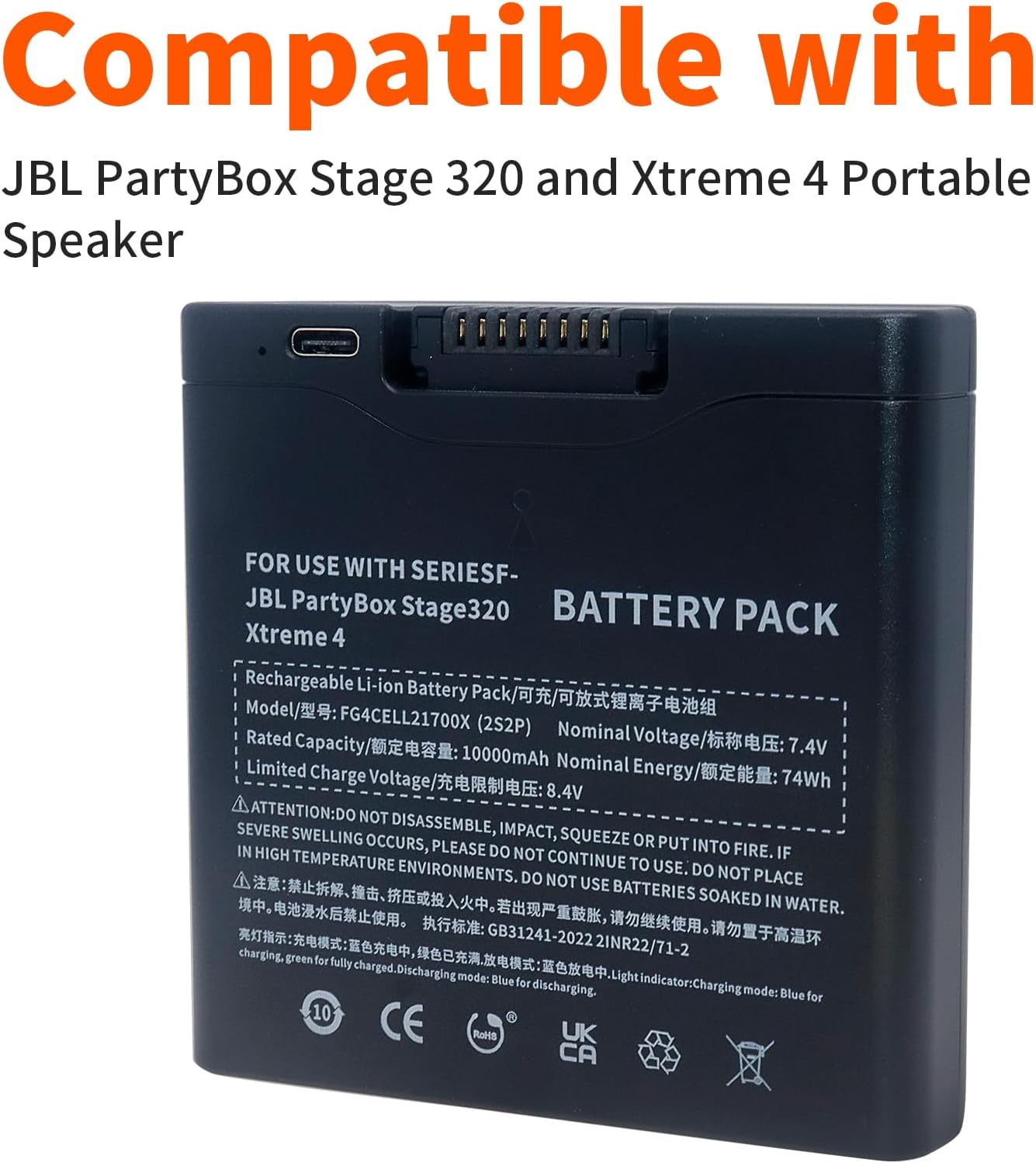 Battery Replacment for JBL PartyBox Stage 320 and Xtreme 4 Portable Speaker, Compatible with JBL Battery 400 - Image 4