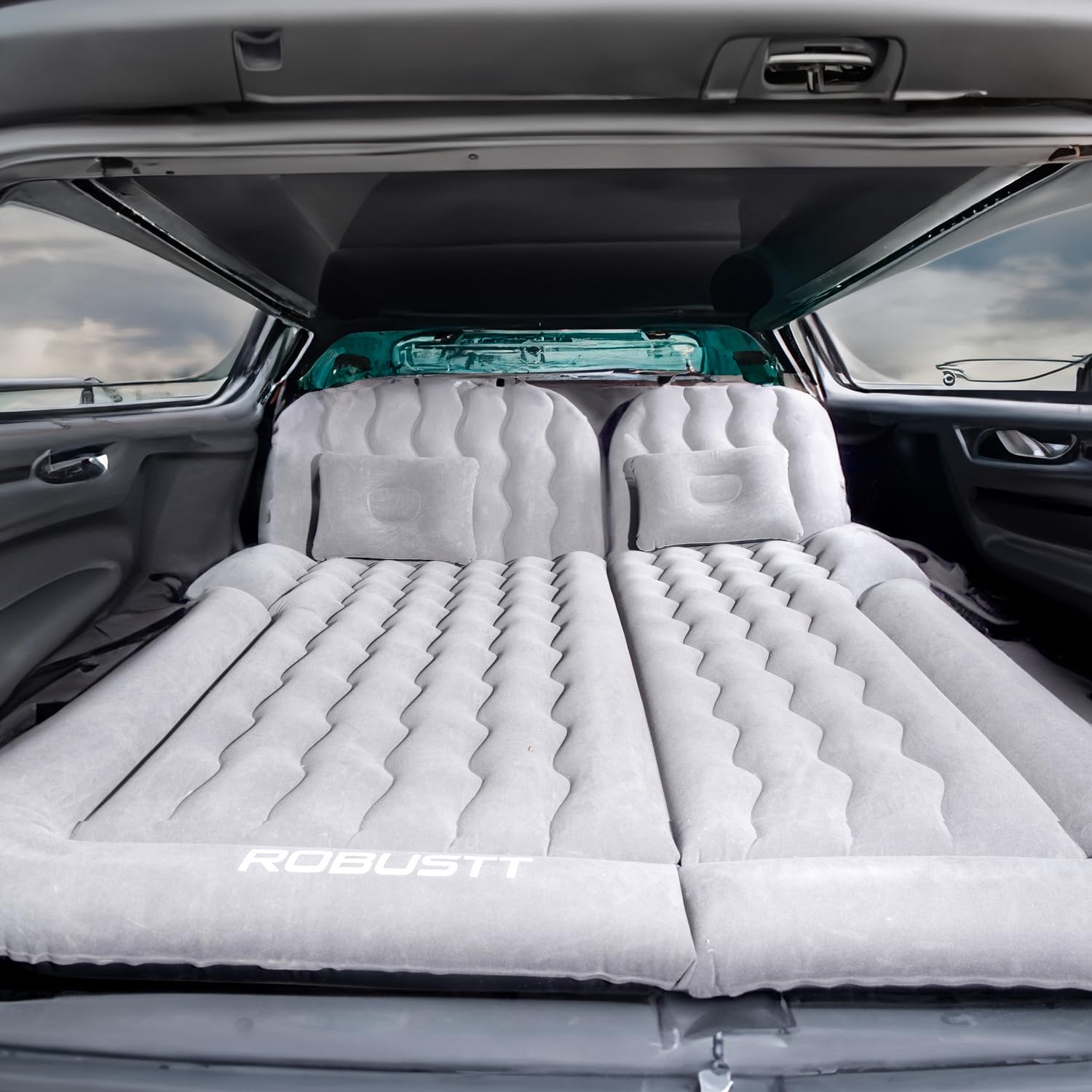 Robustt SUV Car Inflatable Bed - Grey (Pack of 1) | 2 Air Pillow & Air Pump | Car Sleeping Bed for Kids | Car Back Seat Bed | Quick Inflatable Bed | Car Bed for Trip, Camping, Picnic, Pool & Beach-picture-10