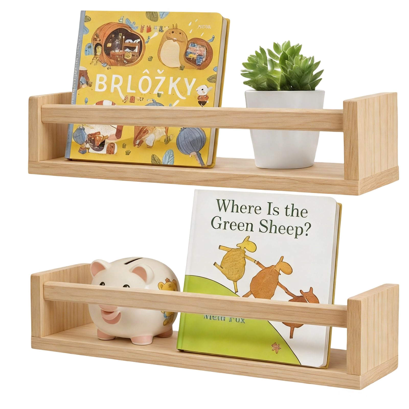 2 Pack Nursery Book Shelves 16.5 Inch Floating Nursery Shelves for Wall