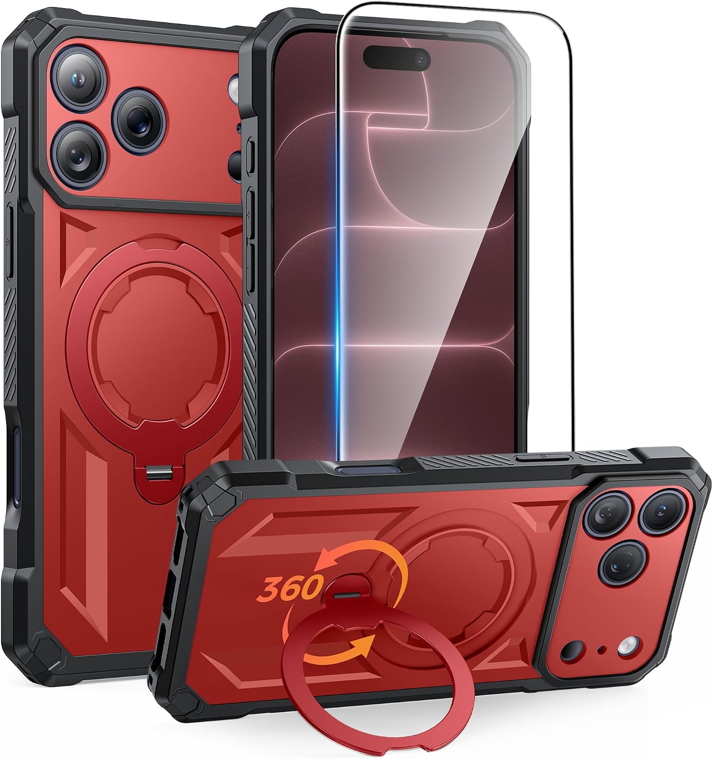  for iPhone 18 Pro Max/ 17 Pro Max Case with 360 Spin Magnetic Stand