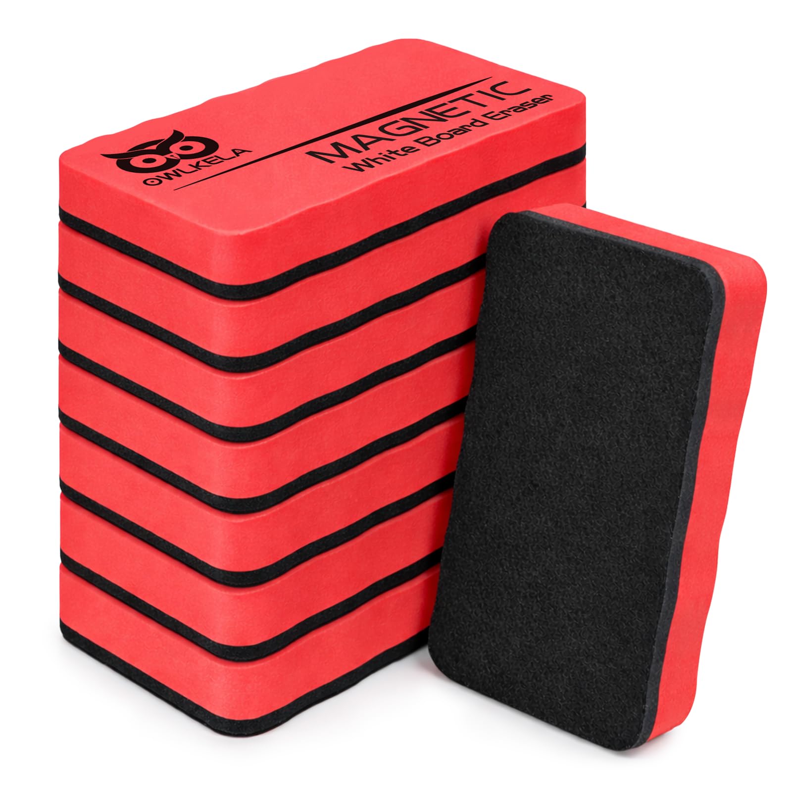 OWLKELA 8 Pcs Dry Erase Erasers, Red