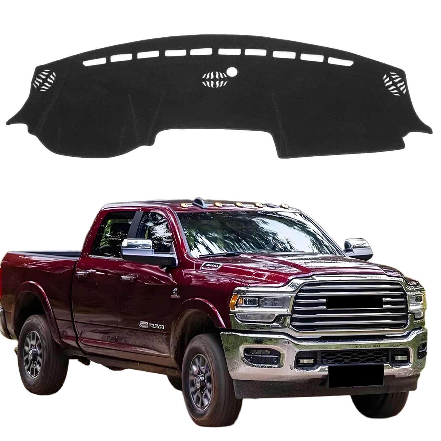 Photo 1 of IIKSDII Dashboard Cover Mat for Dodge Ram 1500 2500 3500 2019-2023 2024 2025 Accessories Dash Cover Dash Mat Sunshade Glare UV Rays Protector