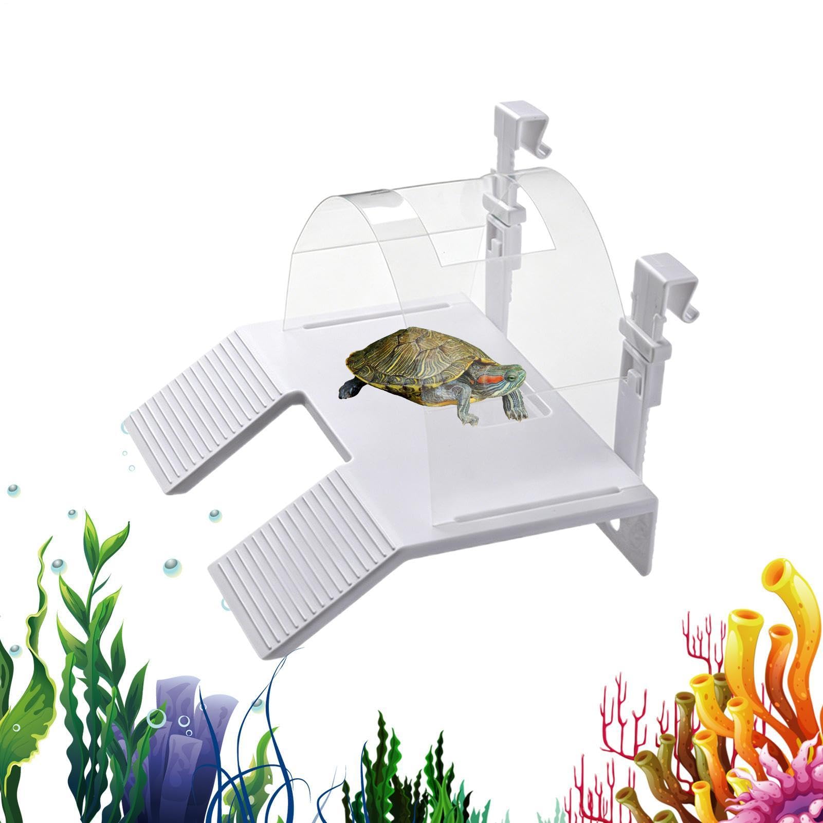 Turtle Docks for Basking - Double Ladder Salamander Climbing | Tortoise Climbing Ladder,for Breeders Pet Parents Terrarium Enclosure Home Office Feeding Tank Shelters Shops Living Room Study