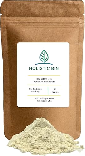 Holistic Bin Royal Jelly Powder 3X Concentración 25 porciones de origen natural de Estados Unidos Rico en proteínas colágeno aminoácidos