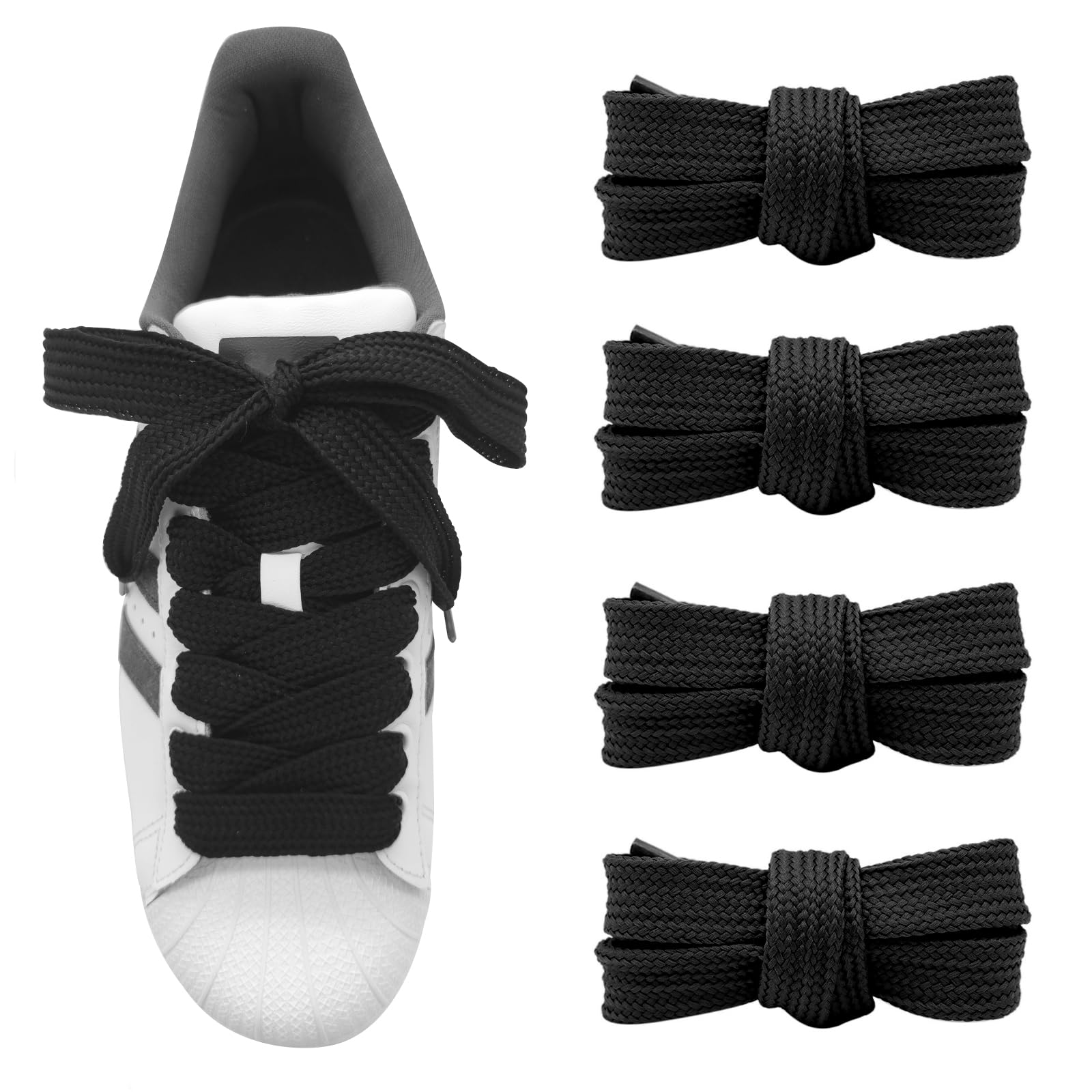 UamGlsob2 Pairs 3/4''Fat Shoe Laces, 36''-63''Length Flat Thick Wide Jumbo Shoelaces Replacement Laces for Adidas Superstars
