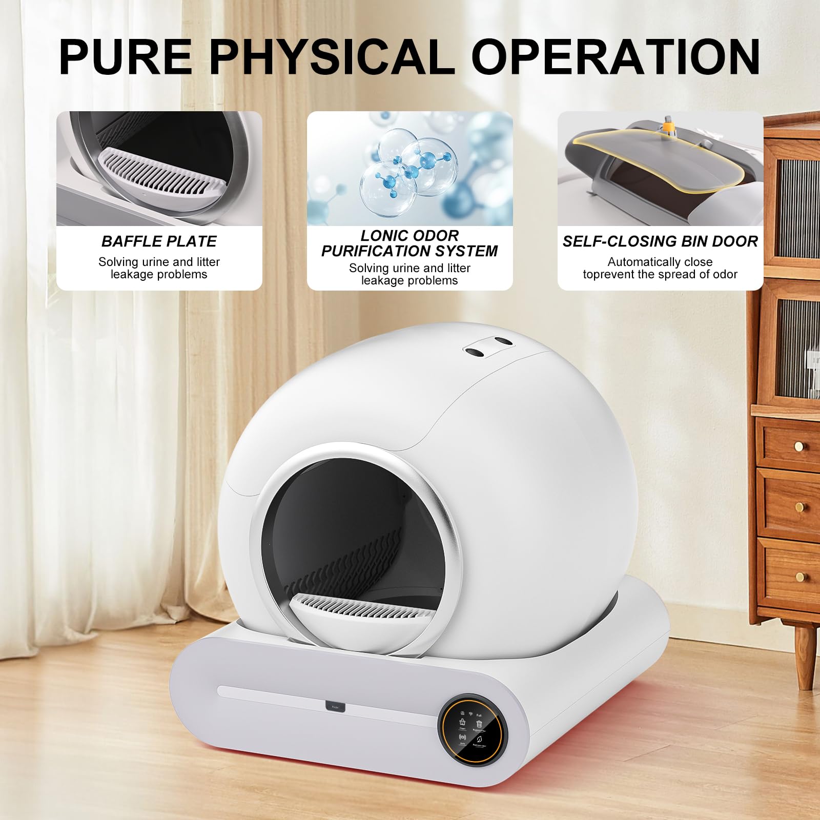 Gerbala Lettiera intelligente autopulente per gatti, 65 l, autopulente, controllo app, grande capacità, per gatti