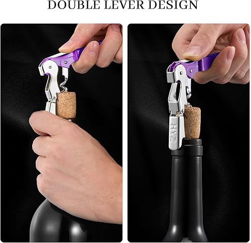 Miniatura 4 de HYZ Paquete de 2 Abrebotellas de Vino Sacacorchos de Camarero, Llave de Vino Profesional para Servidores, Bartender con Cortador de Papel de