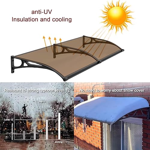 Miniatura 4 de Cubierta de refugio de lluvia para ventana al aire libre, toldo marrón para puerta delantera, toldo arqueado de patio, porche, cubierta moderna de