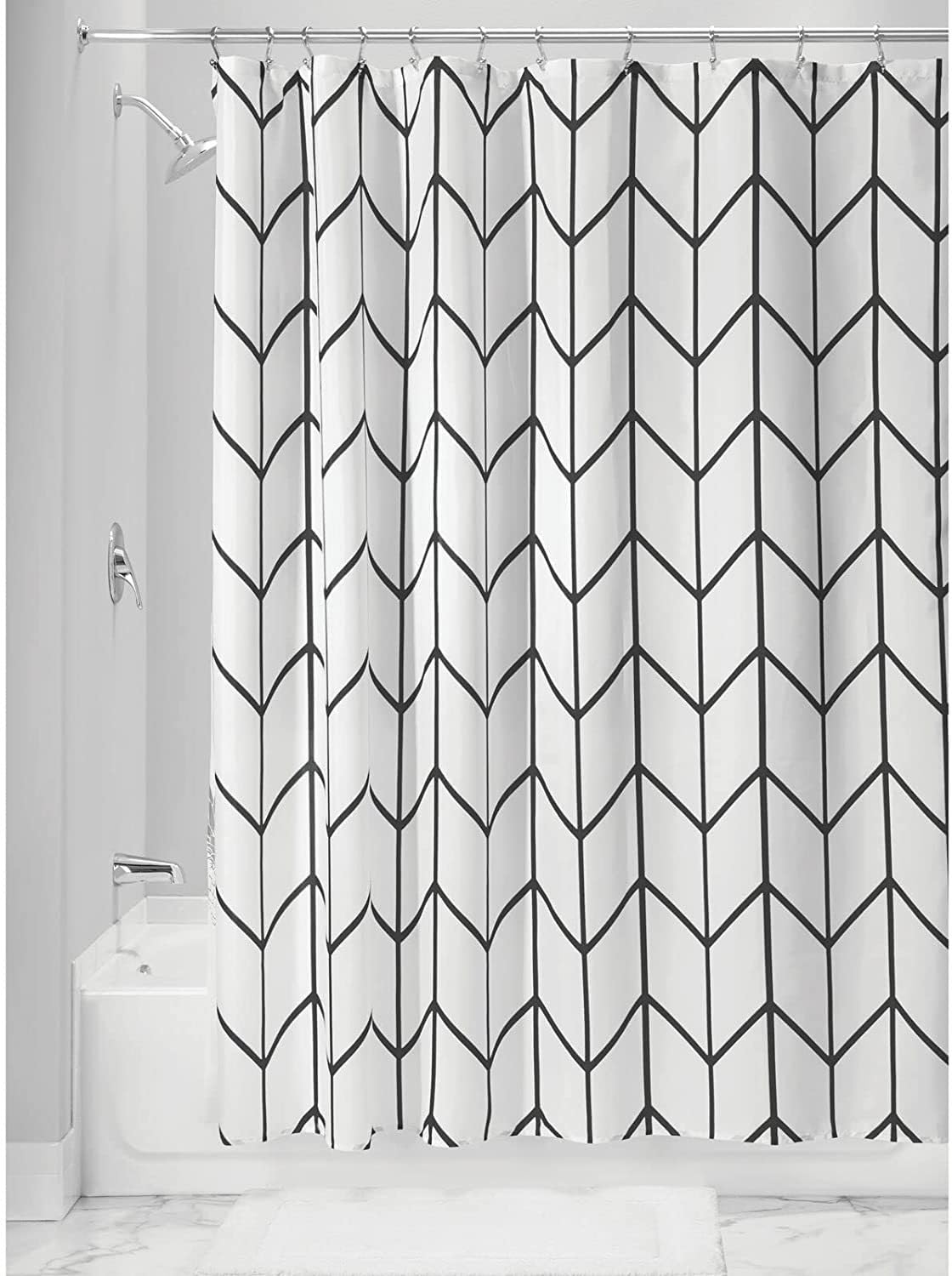 ASGA GLOBAL Cortina de Ducha y Bañera Antimoho de Secado rápido 180 x 200 cm - Impermeable, Lavable, con Certificado Reach - Libre de PVC y BPA. 12 Anillas Incluidas.