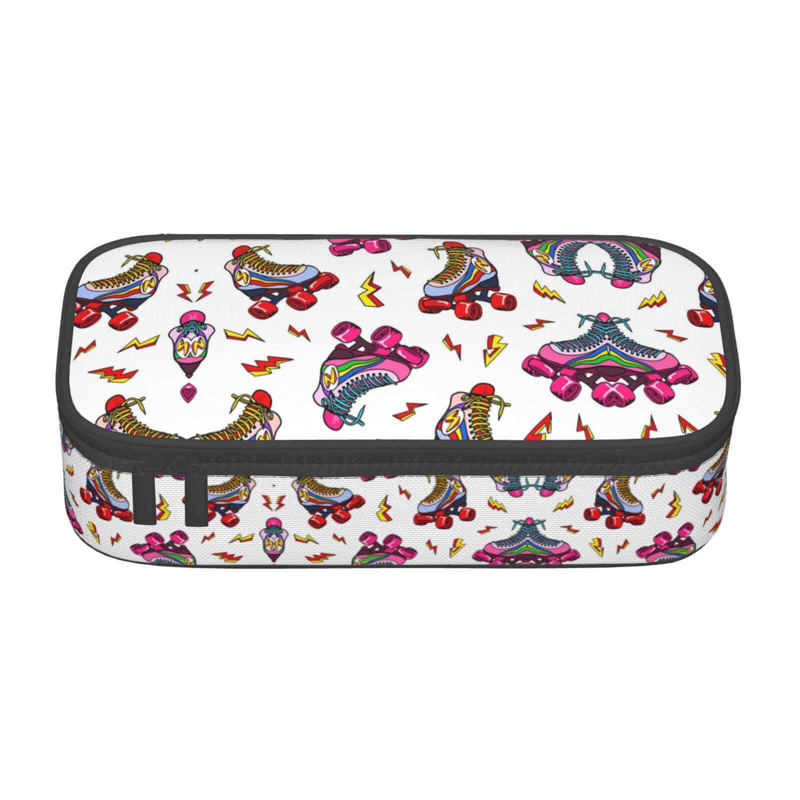 Faduni Color Roller Skates Print Large Capacity Pencil Case Pouch Holder Pen Case School Supplies Gift for Middle High School Students Girl Boy Adult Teen