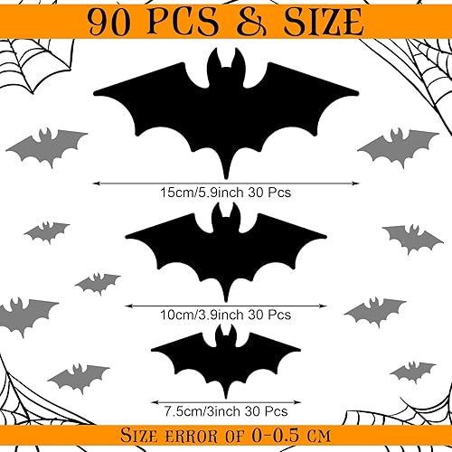 Miniatura 2 de Zonon 90 piezas de recortes de murciélagos para decoración de tablón de anuncios para oficina, aula, fiesta, tablón de anuncios, pizarra de pared,