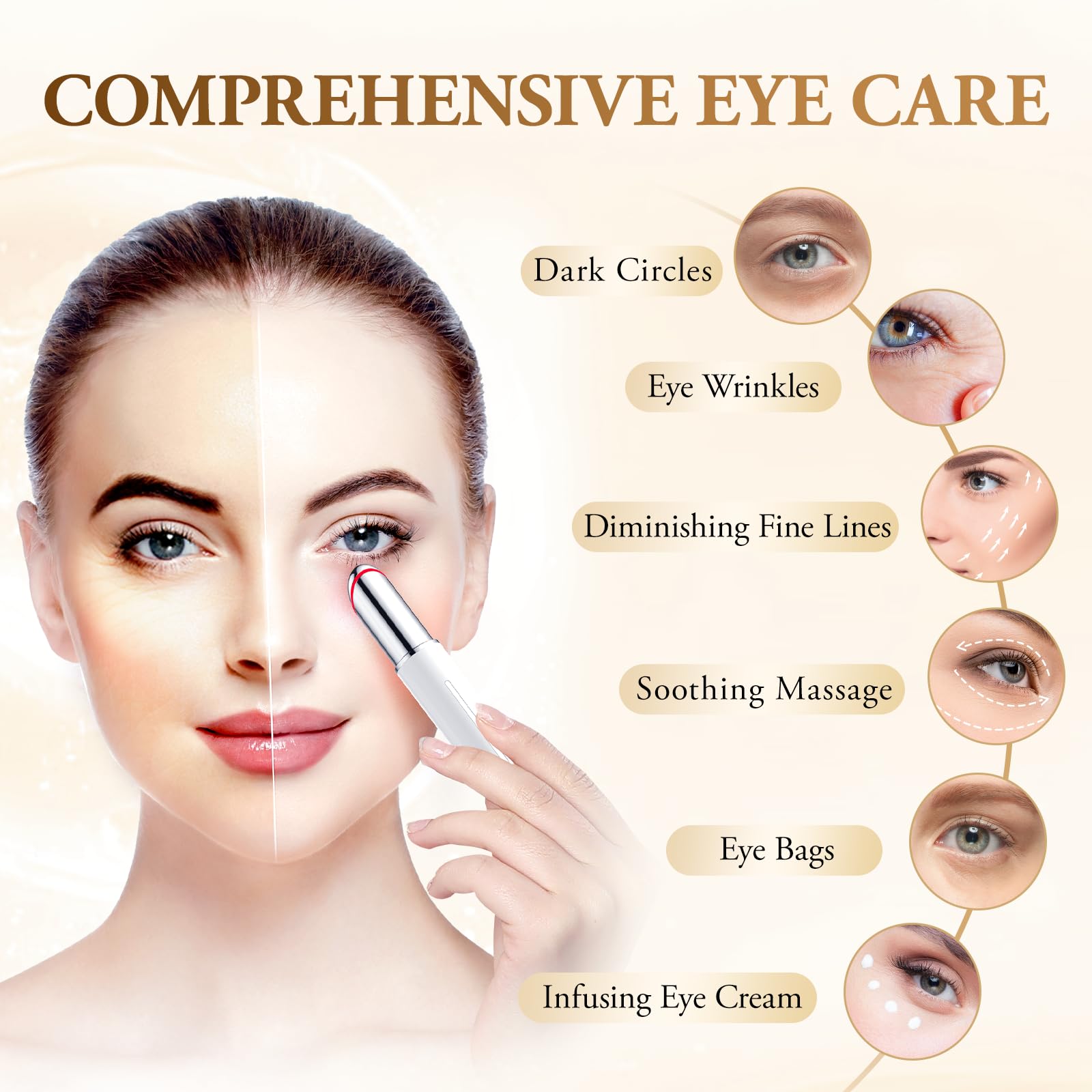 Augenmassagegerät,ANLAN 40±2℃ Gesichtsmassagegerät Eye Fresher Elektrisch EMS Gesicht Gerät LED Lichttherapie Facial Massager für augenringe entfernen,Face & Eye massager Anti Falten Anti Aging