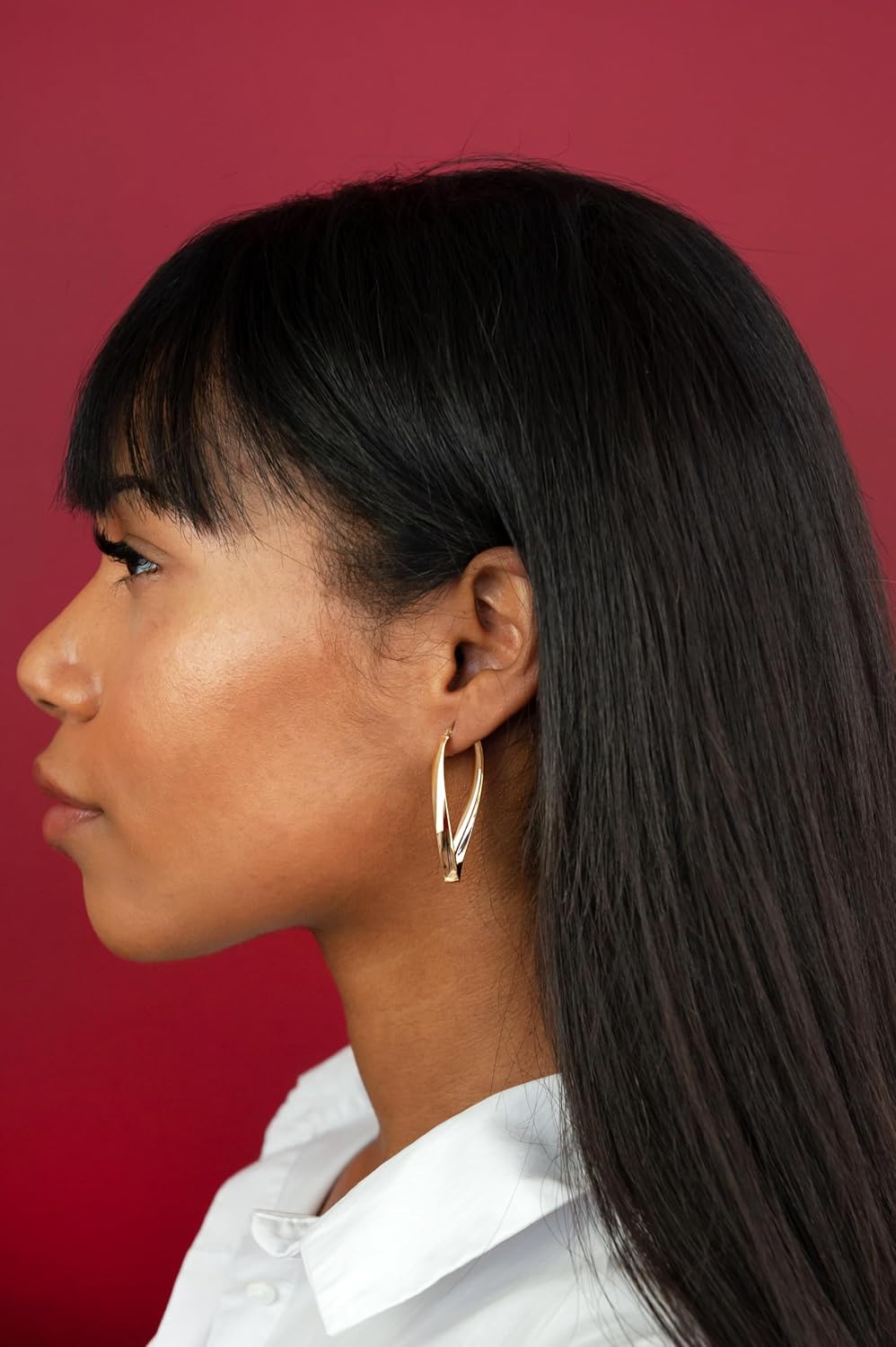 Polished Wave Earrings in 18kt Yellow Gold and 925 Sterling Silver 2begold (Yellow Gold, 40mm)
