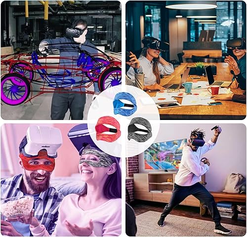 Miniatura 7 de SAYAFAN Máscara de ojos VR, banda de sudor VR transpirable ajustable para MetaOculus Quest 23, HTC Vive, PS, Gear, VR entrenamientos (3 piezas)