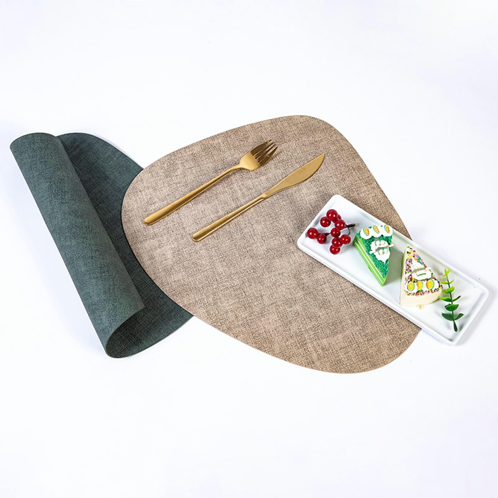 KnSam Juego de 6 manteles individuales navideños de piel sintética, lavables, lisos, antideslizantes, para cocina, comedor, hotel, 42,5 x 34 cm