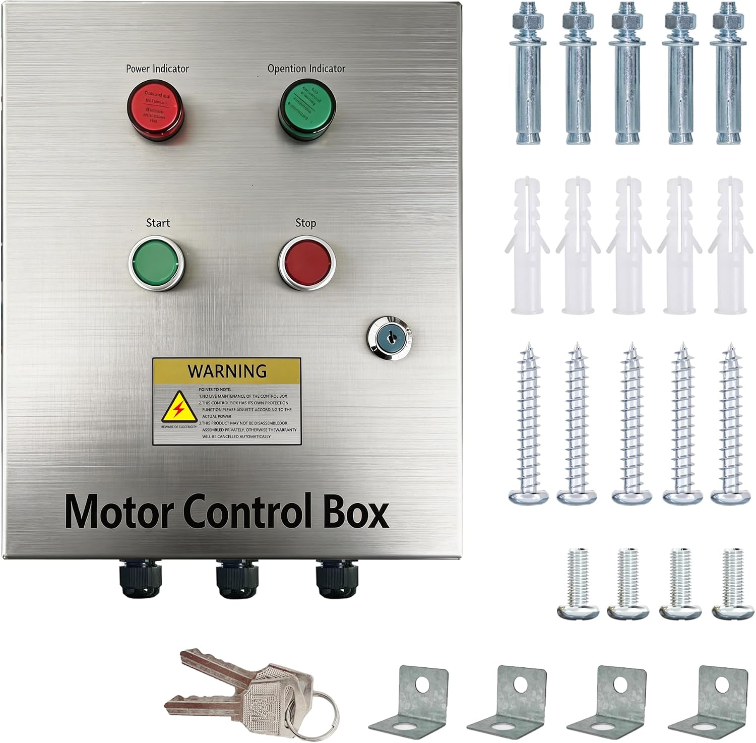 2HP well pump, stainless steel motor control box, equipped with an AC contactor, single-phase motor control, with overload and phase loss protection