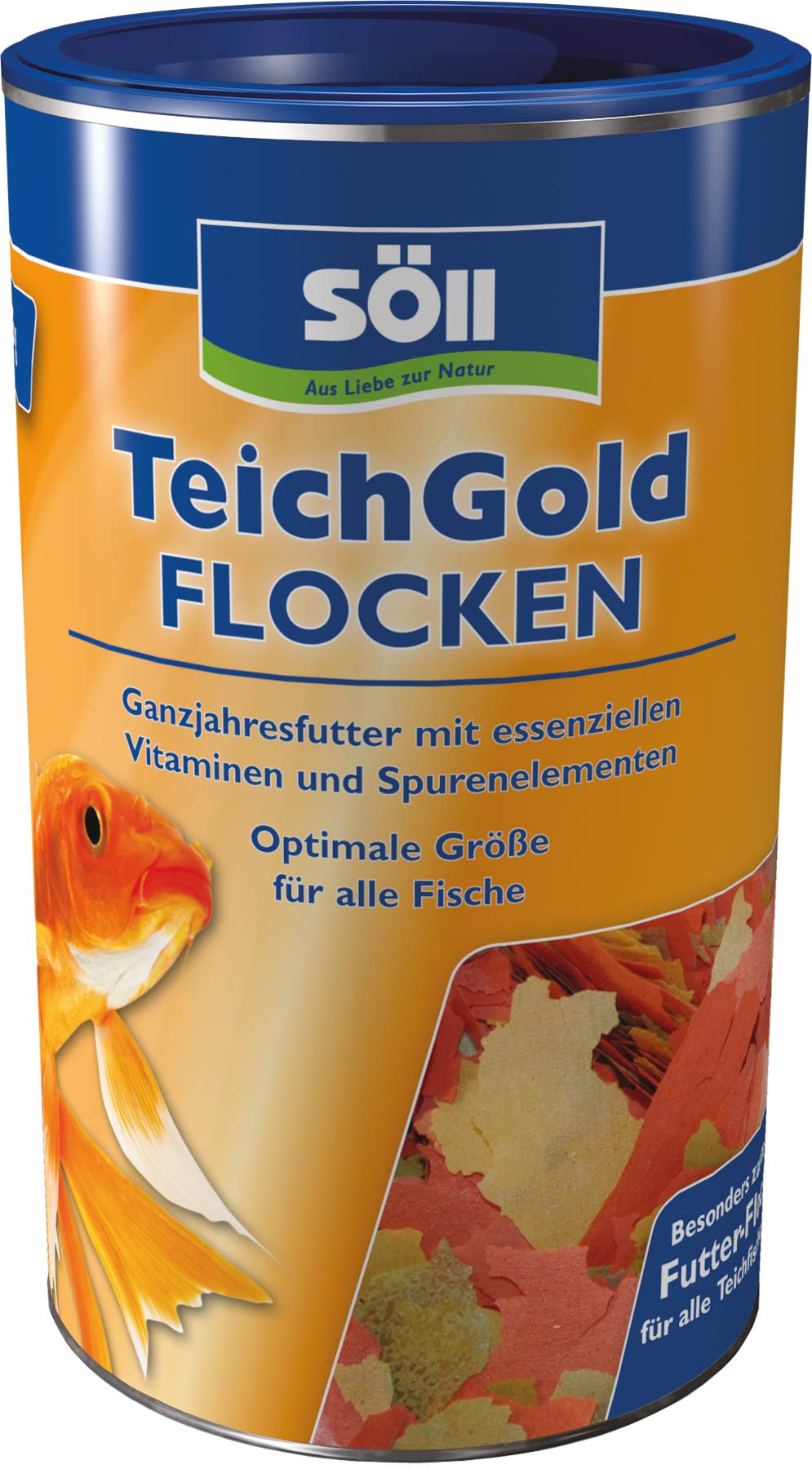 Söll TEICH-GOLD Futter-Flocken, 100 g - Ganzjahresfutter zum Füttern von Fischen im Teich, Gartenteich, zur Stärkung der Abwehrkräfte und vitale Teichfische