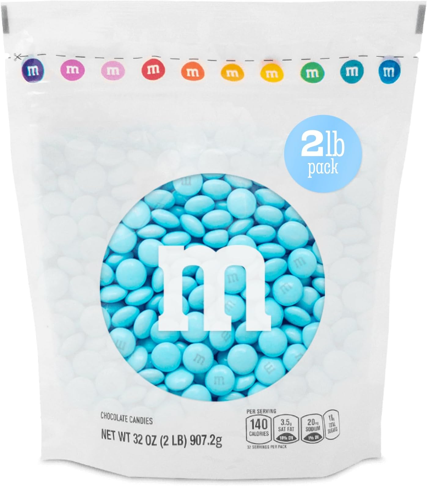 Light Blue Milk Chocolate Candy, 2 lbs Resealable Pack - Candy Bulk for Party Favors, Baby Showers, Easter, Birthday Decor, Birthday Treats, Weddings & More
