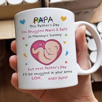Gossby Personalized Dad To Be Gift for First Time Dad - Custom New Dad Gift Coffee Mug from Baby Bump - 1st Fathers Day Gift for Soon To Be Dad, Husband from Wife - Message from The Bump - Dear PAPA