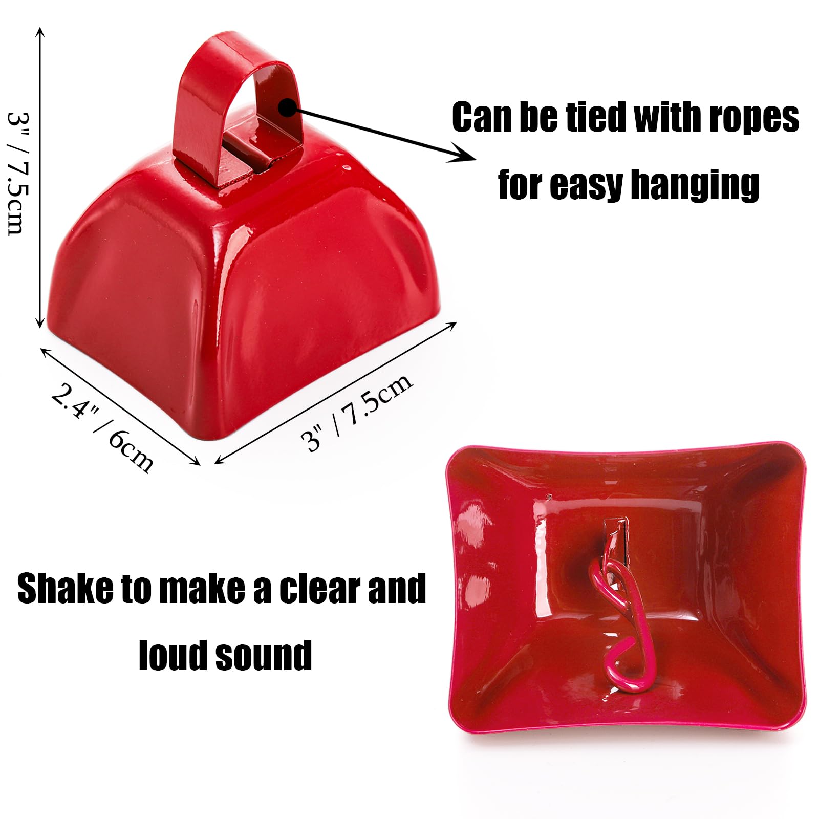 2-Pack Metal Cowbells – Handheld Noisemaker Bells For Sporting Events, Weddings, Classroom-1030028