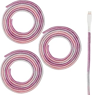 Humble Ultimate Metallic Finish Cable Protector | Spiral Triple Colour 1.5 Meter / 150 cm | Plastic Cord Wire Charger Wind... Price In India