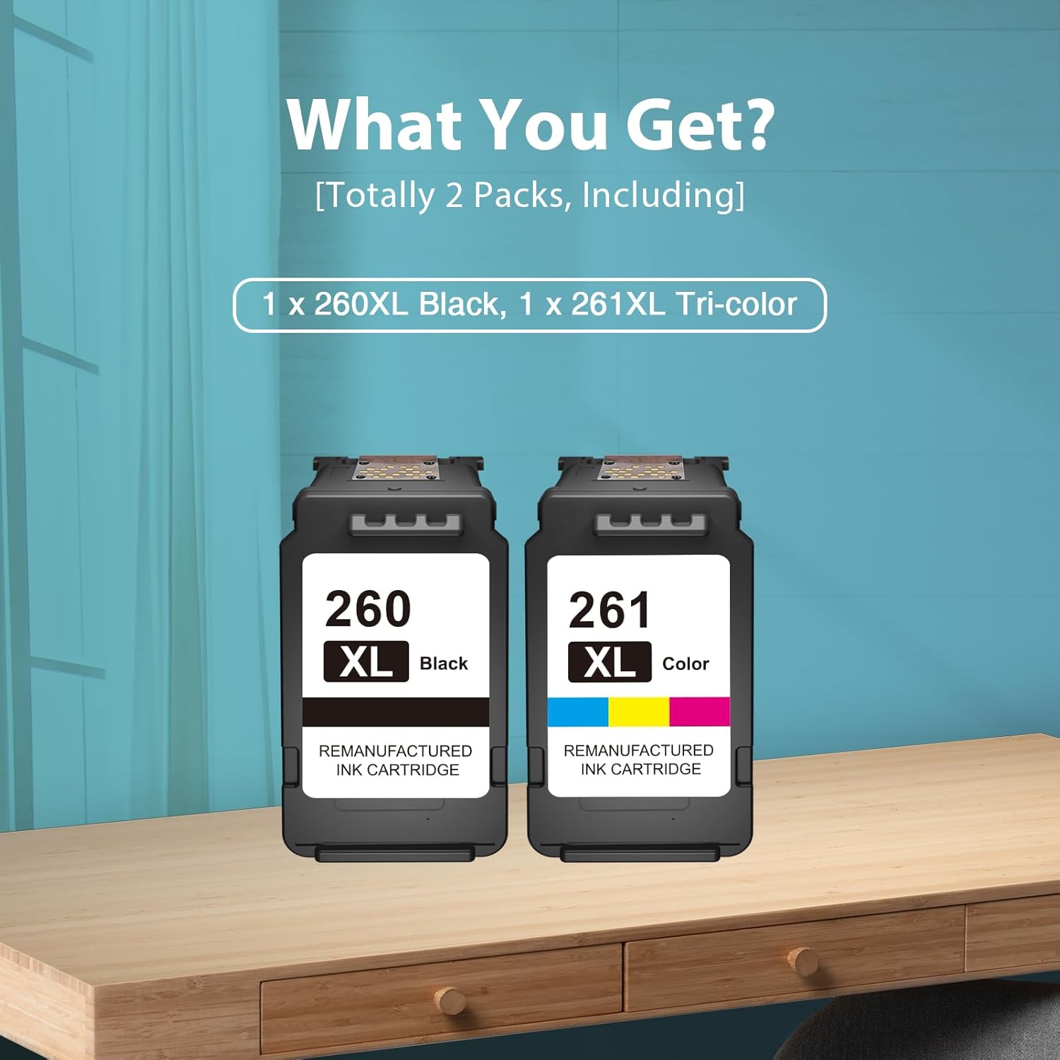 260XL 261XL PG-260 XL CL-261 XL Replacement for Canon 260 and 261 Ink Cartridges for Canon Pixma TS6420a TS6420 TS6400 TR7020a TR7020 TR7022 TS5300 TS5320 Printer Ink Cartridges (Black Color, 2-Pack)