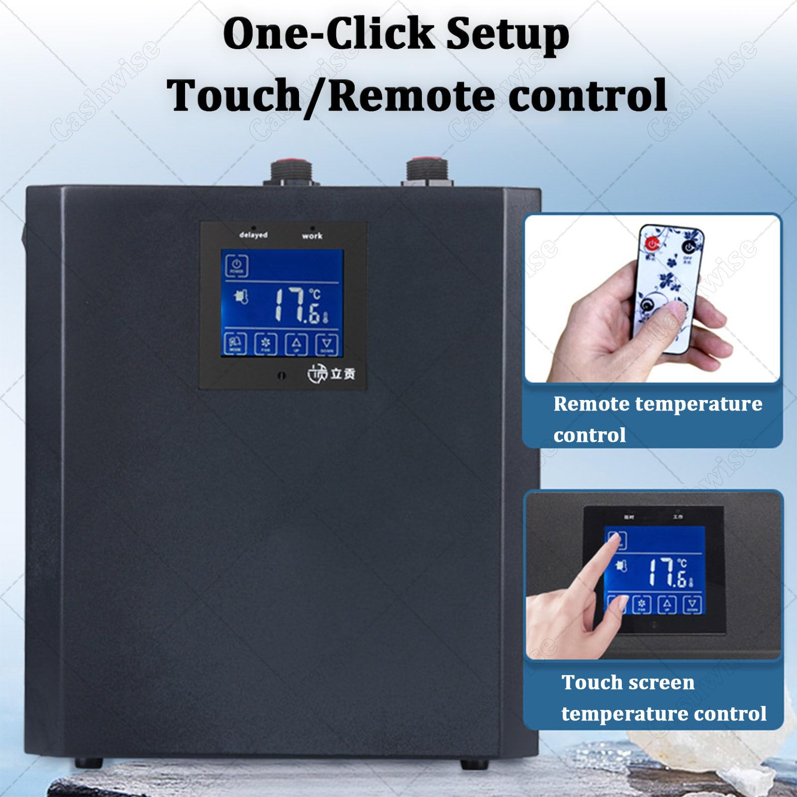 Enfriador de acuario de 1/3 HP (para hasta 79 galones), sistemas de refrigeración para acuarios e hidroponía (apto para ajolotes, arrecifes de coral y camarones); incluye bomba de agua, pantalla LED