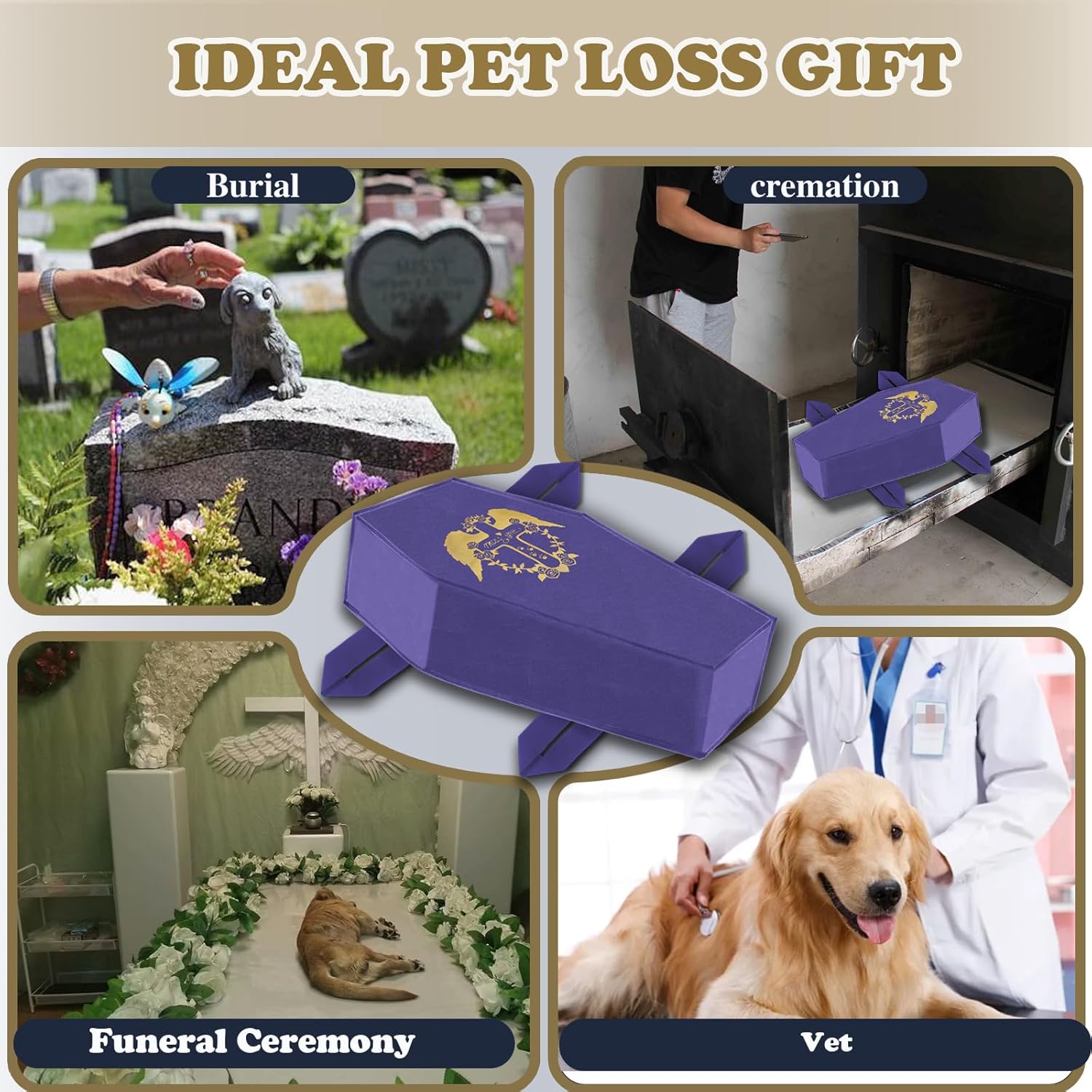 Pet Casket Pet Burial Body Bag,Eco-Friendly Pet Burial and Cremation,Safe and Biodegradable,Burial with Decency and Dignity for Dogs Cats and Animals (Indigo, L)