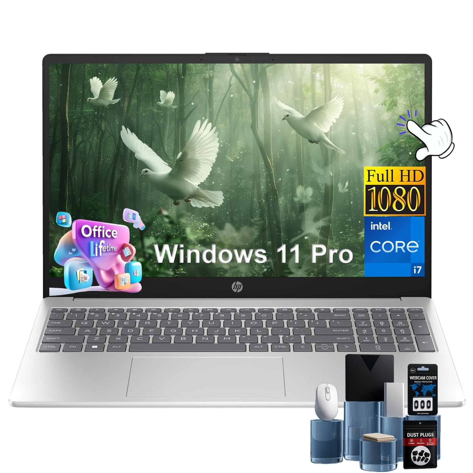 HP Touchscreen Laptop Computer 15 6 Full HD Touch-Screen Intel 10-core i7-1355U 64GB RAM 4TB SSD Intel Iris