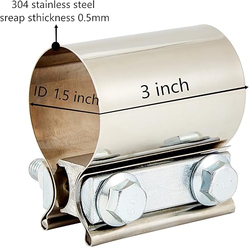 Miniatura 9 de Abrazaderas de banda de junta a tope de 6", abrazadera de silenciador de escape 2 piezas, abrazaderas de tubo de escape de 6 pulgadas, manga de