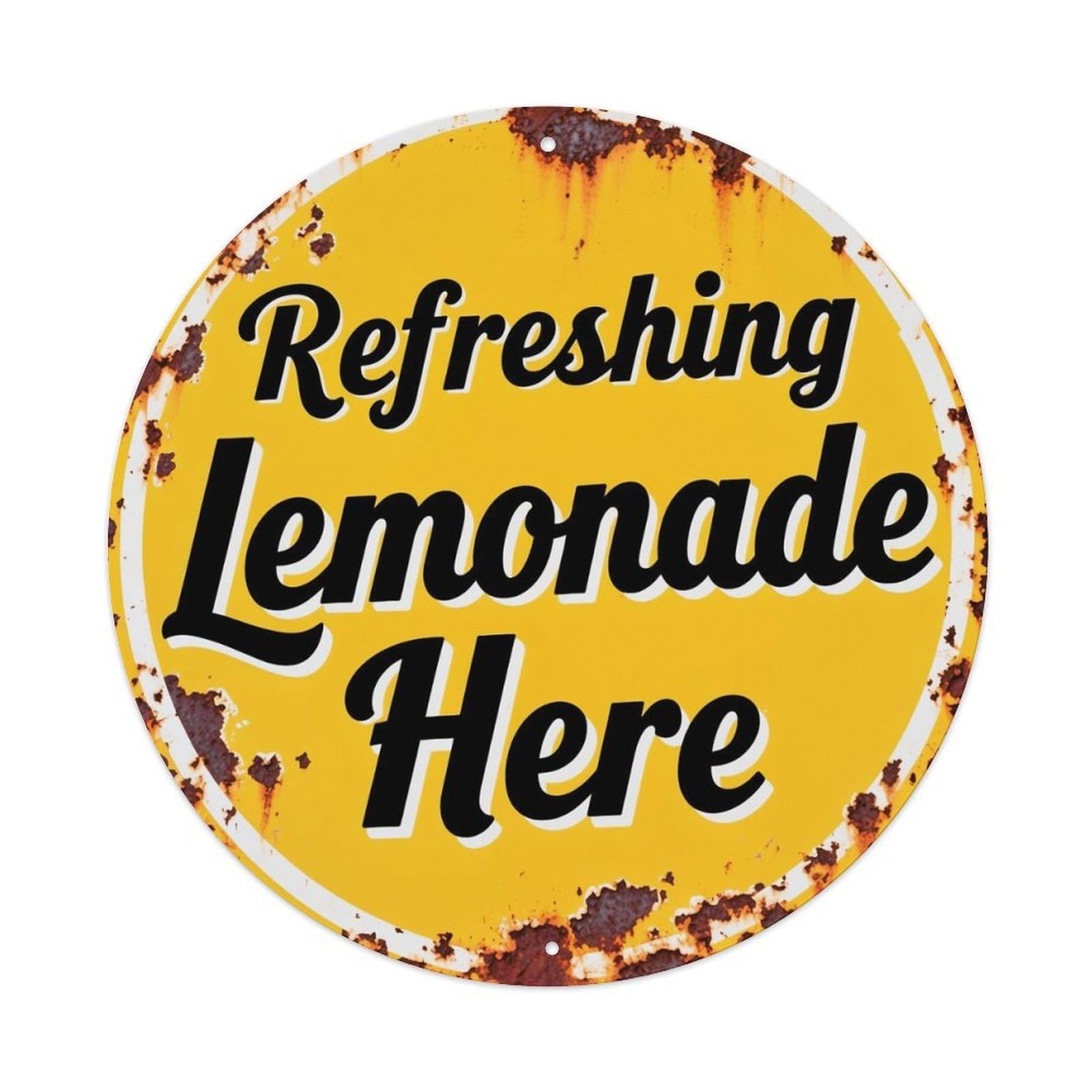Refreshing Lemonade Here Sign Tin Sign Metal Poster Vintage Metal Signs for Home Man Cave Bar Cafe Kitchen laundry room Wall Decorations 8x8 inches