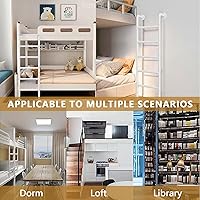 Vista 5 de White Bunk Bed Ladder for High Bed, Wrought Iron Loft Attic Ladder Wall Mounted Metal Step Ladder with Kit for Home/Small Spaces/Outdoor Rooftops