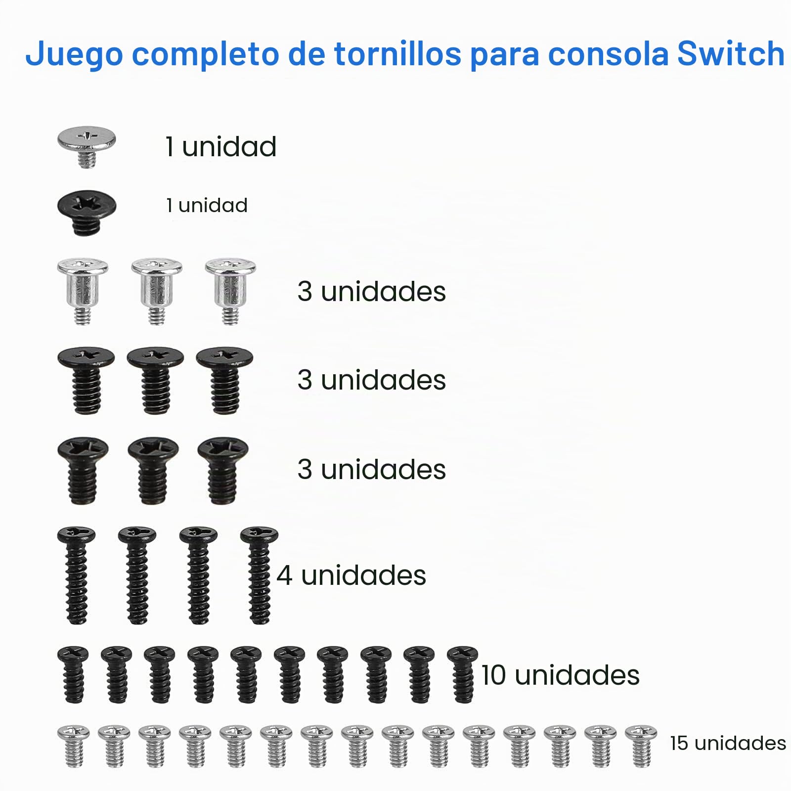 EEEKit Tornillos de Repuesto para Nintendo Switch, Kit de Reemplazo de Tornillos para Consola NS y JoyCon, Tornillo Cruzados de Reparación para Switch