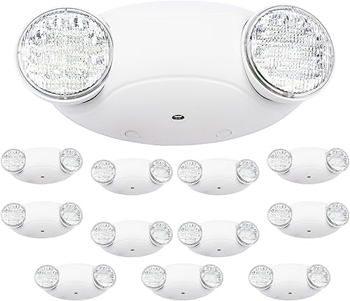 Vista 10 de LIT-PaTH Accesorios de iluminación LED de emergencia con 2 cabezales LED de ojo de insectos y baterías de respaldo, luz de salida estándar de EE.