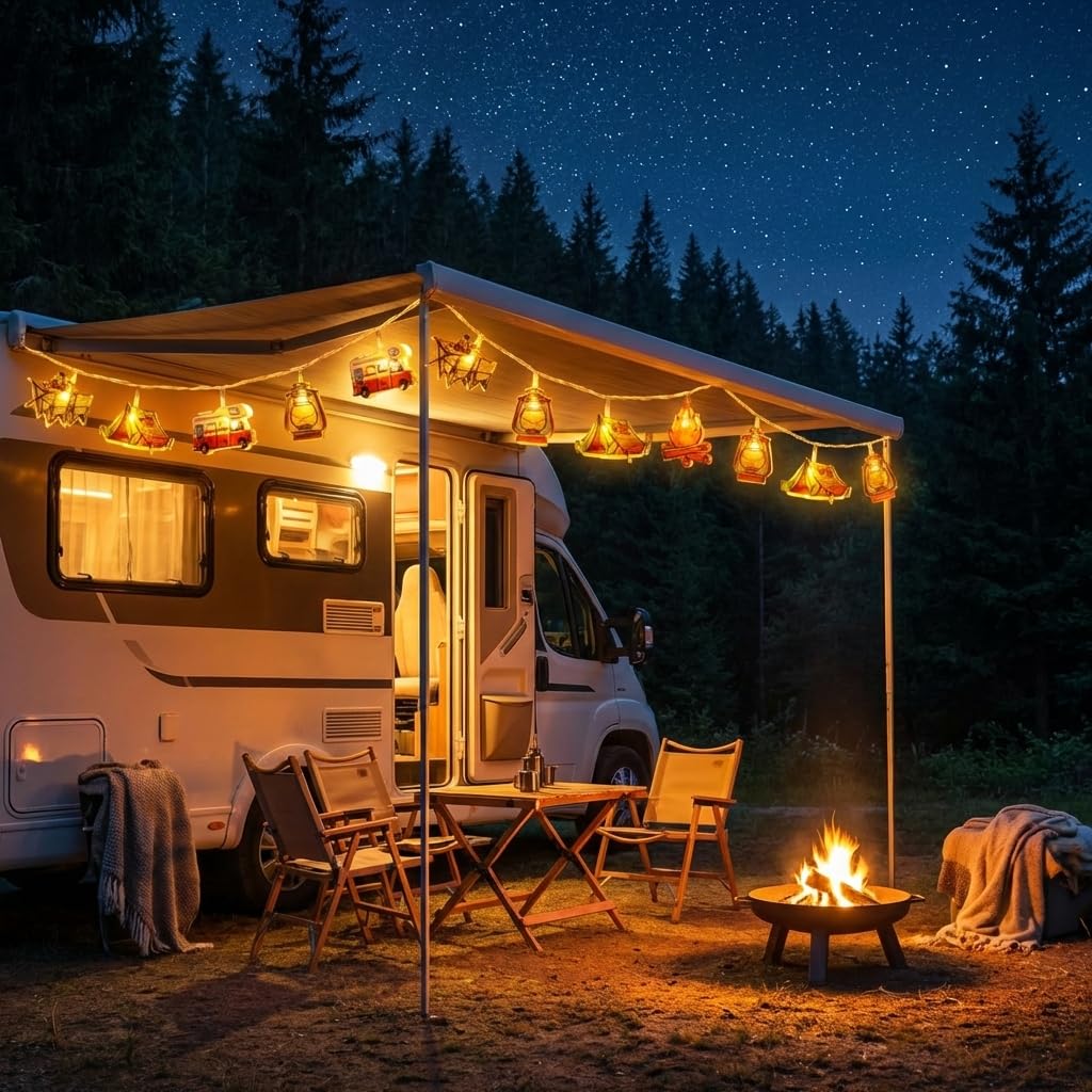 AceList 3m Camping Lichterkette Mit 20 LEDs – 8 Beleuchtungsmodi, USB & Batteriebetrieb, Timer-Fernbedienung – Warmweiß, Mit
