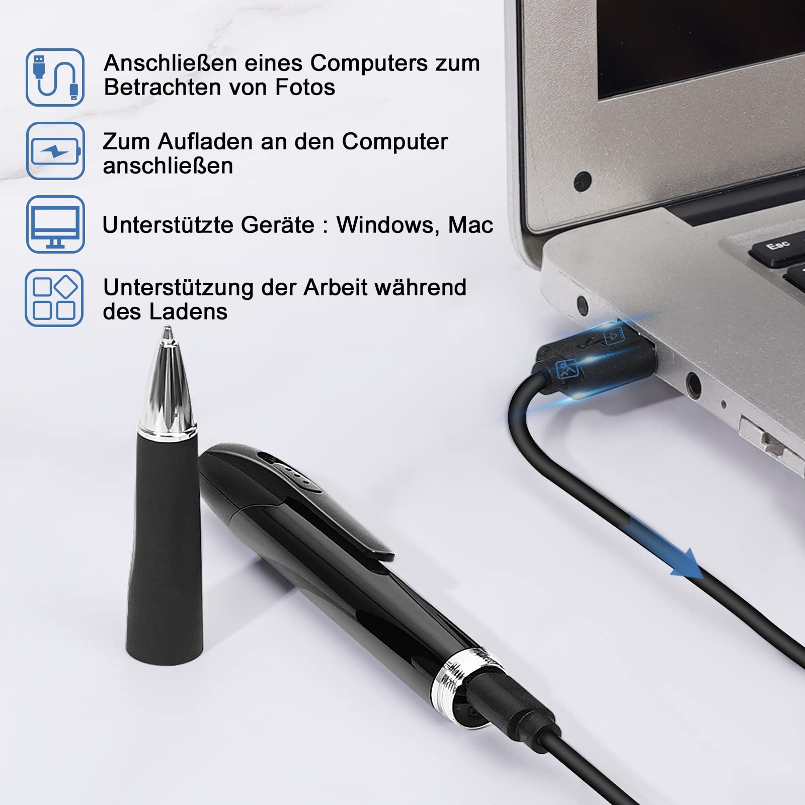Mini Kamera 1080P überwachung Kamera Tragbare kleine Überwachungskamera 32GB Stiftkamera Kamera für Home Office Geschäftstreffen mit 5 Tinte Fills