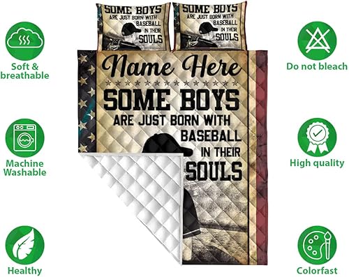 Miniatura 2 de OhaPrints Juego de ropa de cama y fundas de almohada, tamaño King, Queen, tamaño matrimonial, diseño de béisbol en sus almas con el número de nombre