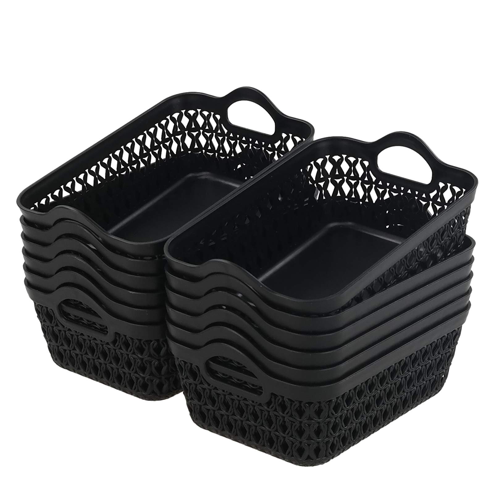 Confezione Da 12 Cestini Portaoggetti In Plastica Impilabili Con