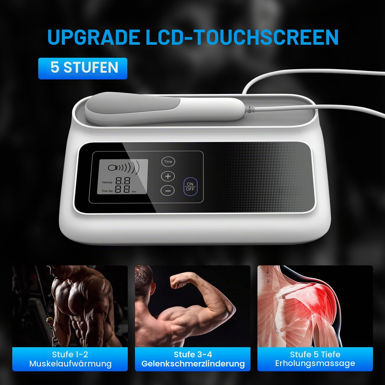 Ultraschalltherapie 1 MHz 3 Intensitätsstufen, Ultraschallgerät für Zuhause Schmerztherapie, Sportbehandlungen, Verwendung zu Hause Ultraschall-Physiotherapie (Weiß C01)