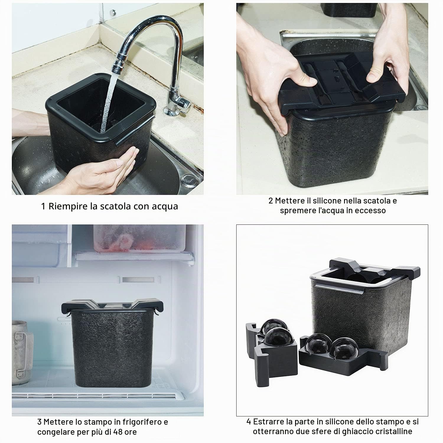 Bangp Stampo per palline di ghiaccio da cocktail, sfere di ghiaccio cristallino Jumbo, per whisky e cocktail, diametro 5,8 cm, sfere di ghiaccio per i cocktail e per la casa (4 palline)