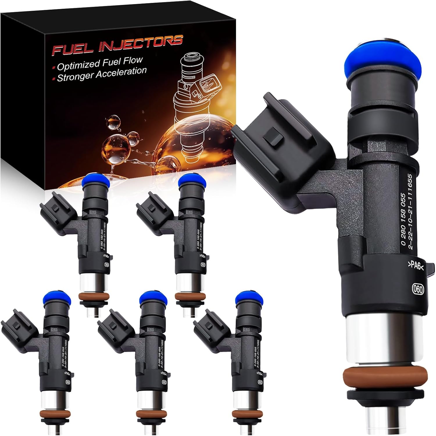 0280158055 4.0L Fuel Injectors Fit For:-Ford Explorer Ranger for:-Mustang 2005-2011, For:-Mazda B4000 2005-2010, For:-Land Rover LR3 2006-2009, For:-Mercury Mountaineer 2006-2010 (Set of 6)