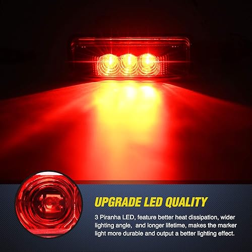 Miniatura 3 de Nilight - TL-32 2PCS 3.9 pulgadas 3 LED camión remolque luz roja delantera trasera LED luces de marcador lateral luz indicadora de liquidación luz