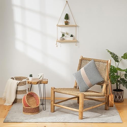 Miniatura 2 de JASEN Juego de 2 fundas de almohada cuadradas de 18 x 18 pulgadas, fundas decorativas de rayas blancas y negras para sofá, cama, sala de estar,