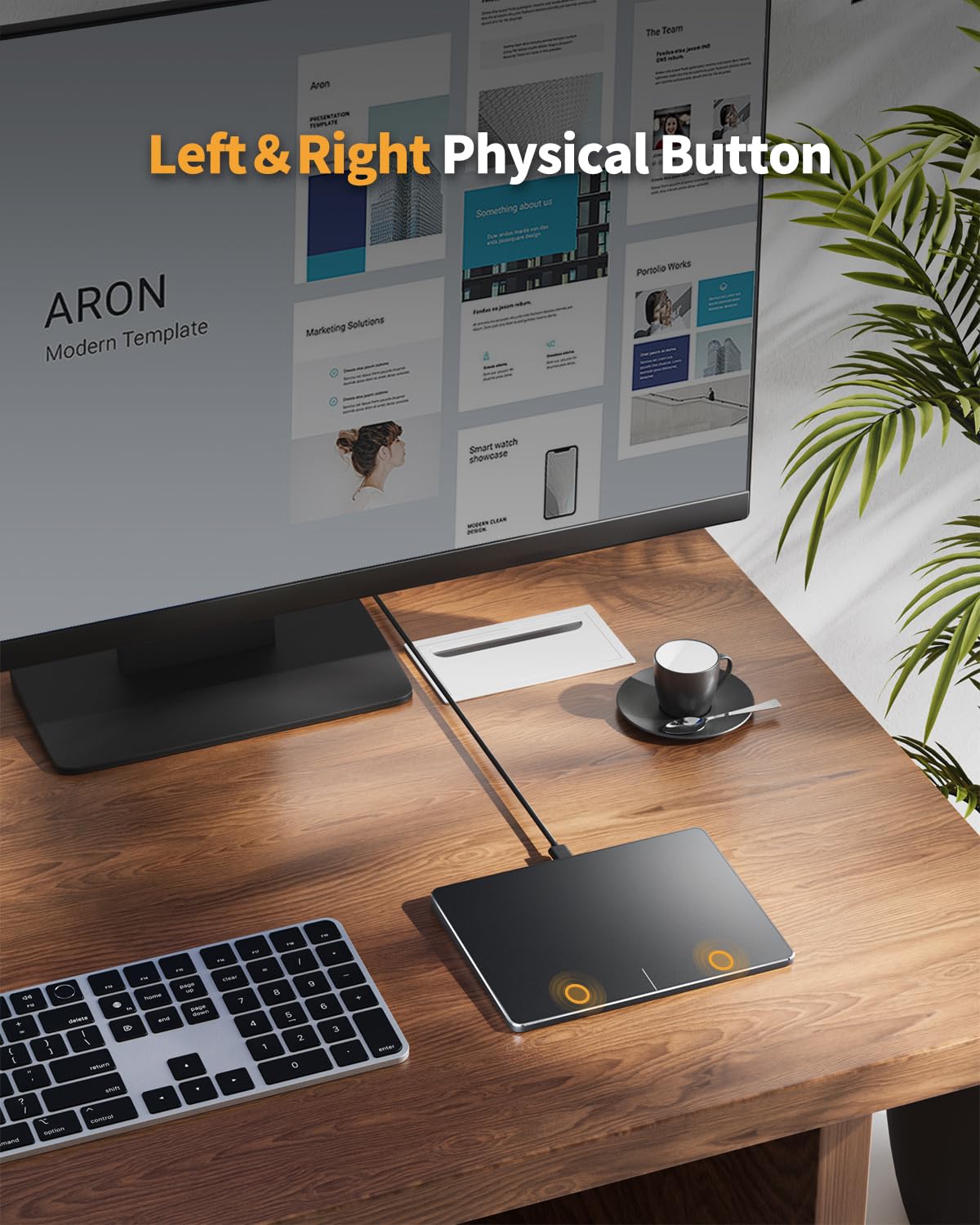 ProtoArc T1 Touchpad para Windows 11/10, USB Slim Externo Trackpad con Cable, Alta Precisión Portátil con Navegación Multitáctil para Tablet y Ordenador de Escritorio - Negro