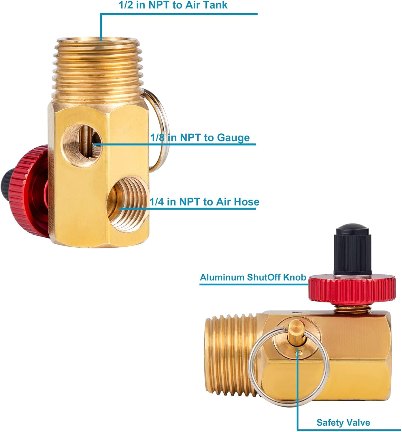 5 Feet Air Tank Repair Kit w/Safety Valve,Performance Tool W10058 Air Tank Repair Kit,Air Tank Valve Kit with Pressure Gauge and 5 Feet Air Tank Hose Assembly kit for Portable Carry Tank