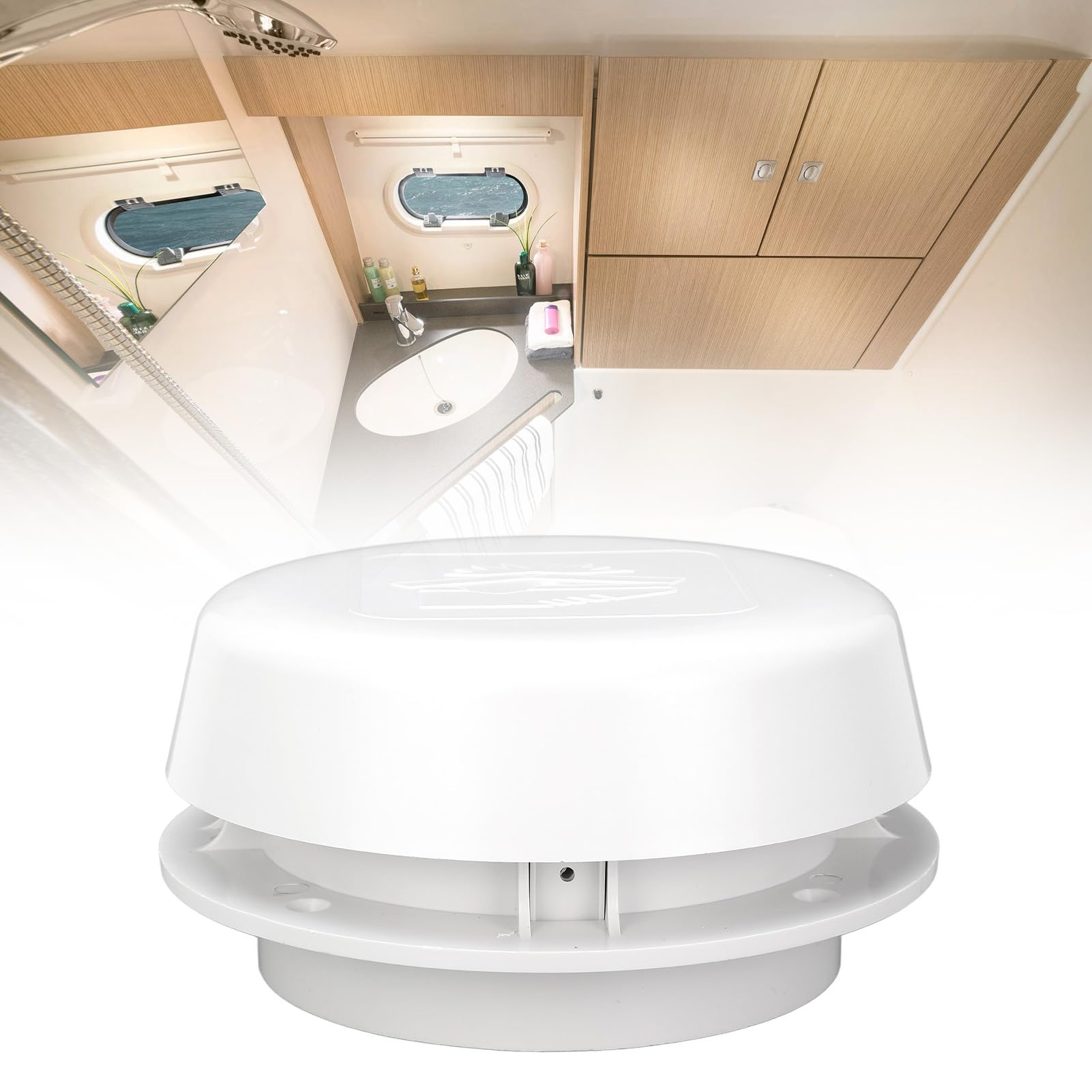 Tapa de Ventilación de Vehículos Recreativos Redondos, Material de ABS Resistente, Flujo de Aire Mejorado, Opciones de Instalación Versátiles, Instalación Rápida, sin Esfuerzo, Pantalla de