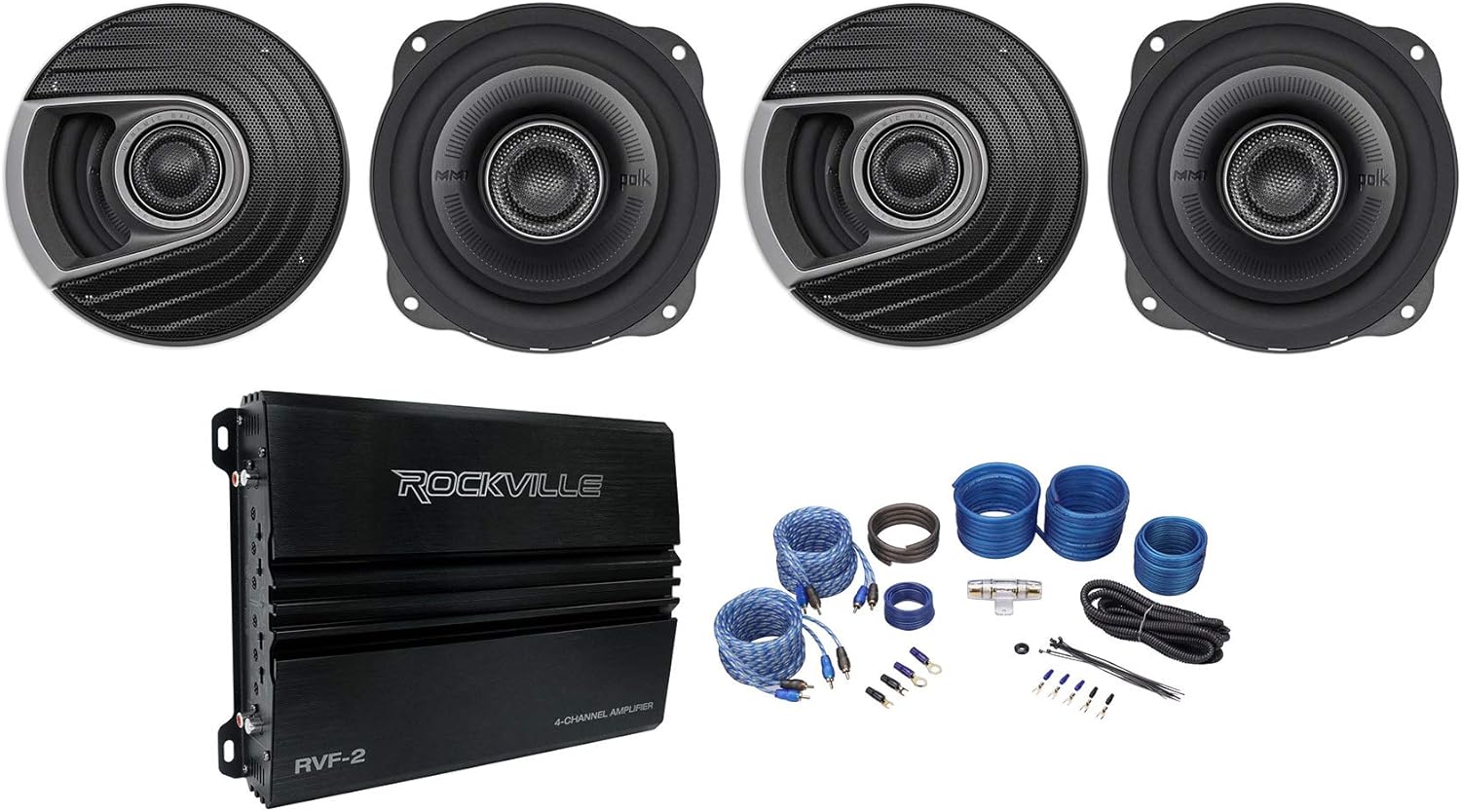 (4) Polk Audio MM522 5.25 600w Car Audio Speakers+4Channel