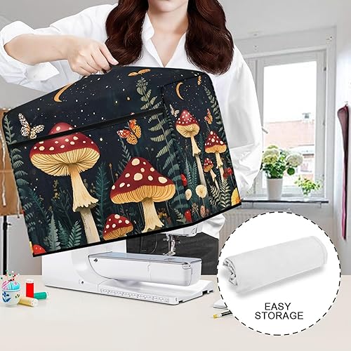 Miniatura 83 de Funda para máquina de coser de mariposas y flores con prácticos bolsillos, funda protectora con asa, para la mayoría de máquinas de coser estándar