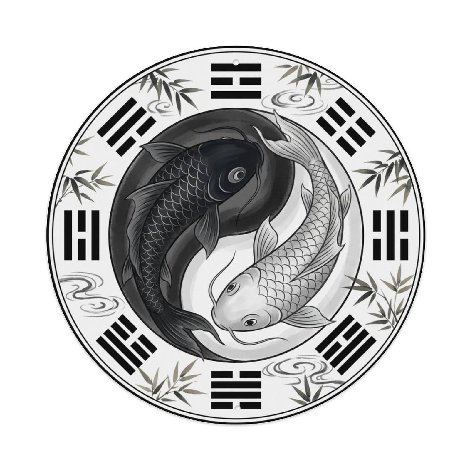 Metal Tin Sign Tai Chi Koi Fish Eastern Wisdom