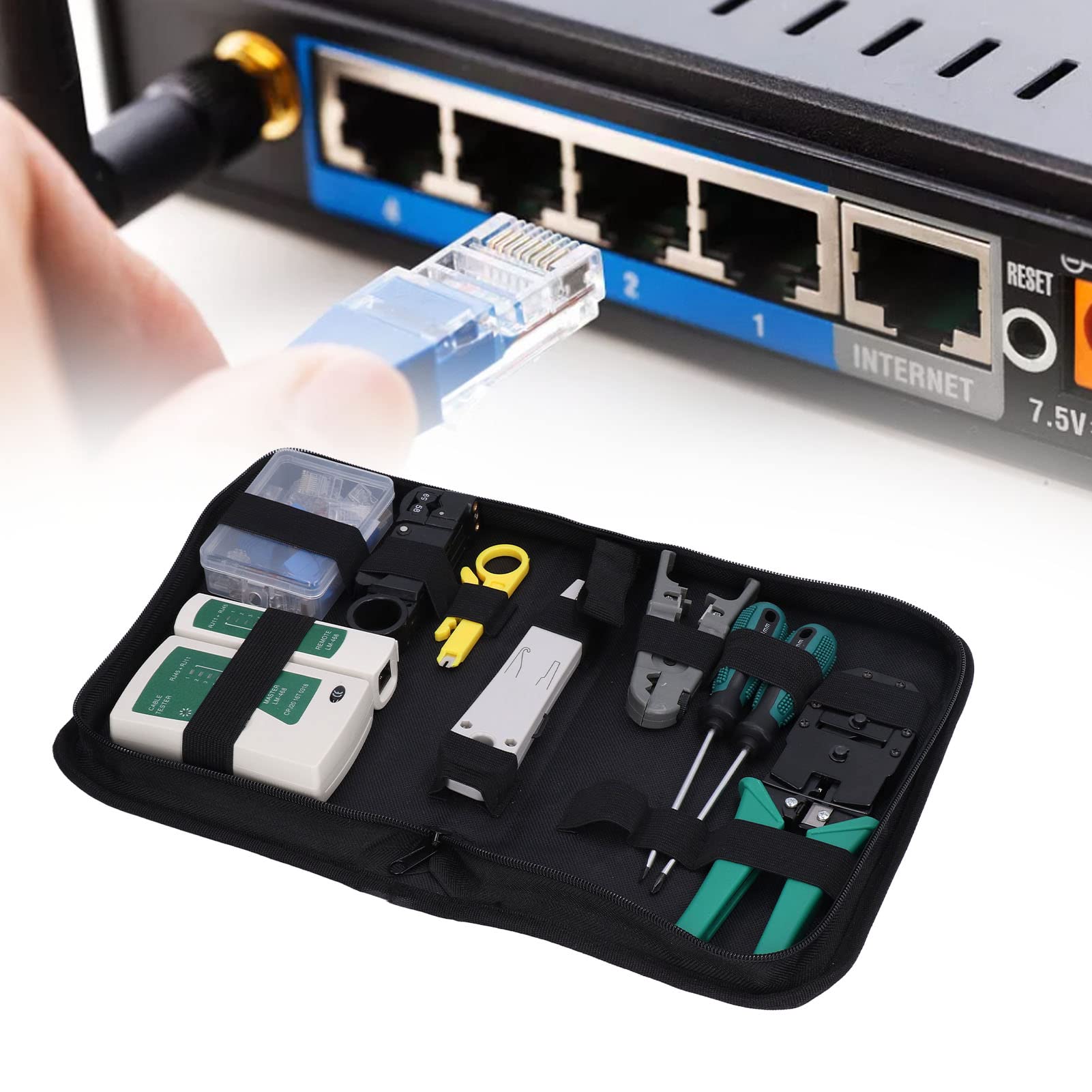 Outil de câble réseau, kit d'outils réseau, kit de sertissage de câble Ethernet portable, kit d'outils de maintenance de réparation de câble réseau pour les tests